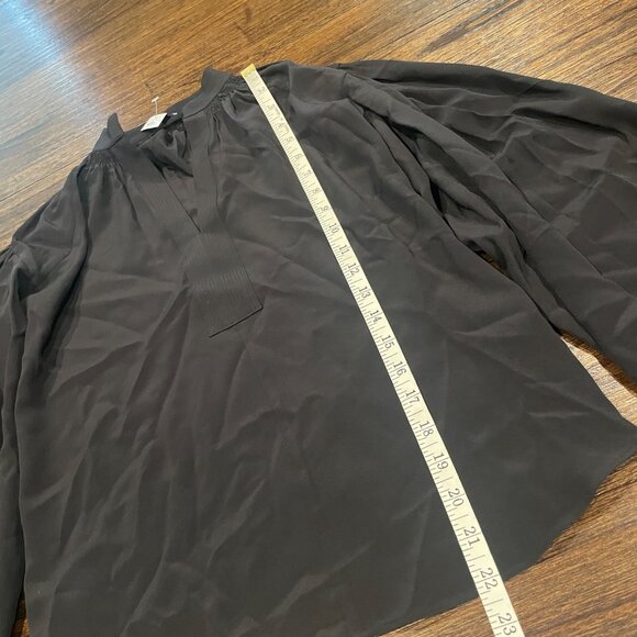 NWT Madewell Sz XS Black Shirred Long Sleeve Top in Silk Relaxed Flowy NT652 - Picture 10 of 12